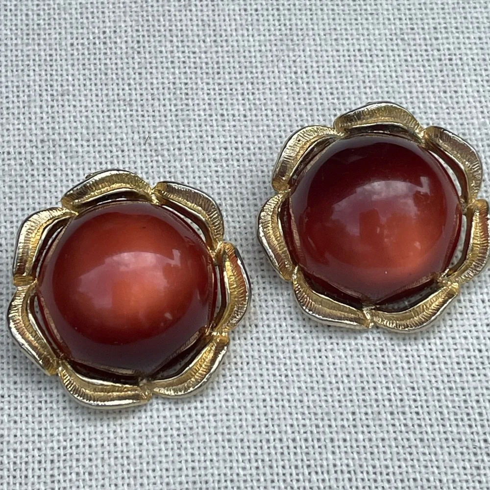 Vintage red moonglow lucite earrings